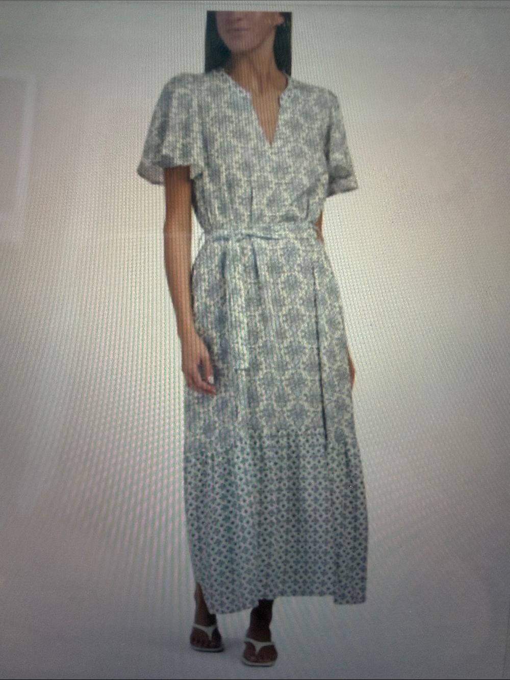 Magari - Italy 💯 cotton, flounce sleeve Blue Floral Tiered Maxi Dress